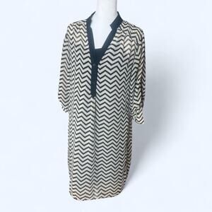 Tacera Sheer Chevron Dress | Size M Cover up